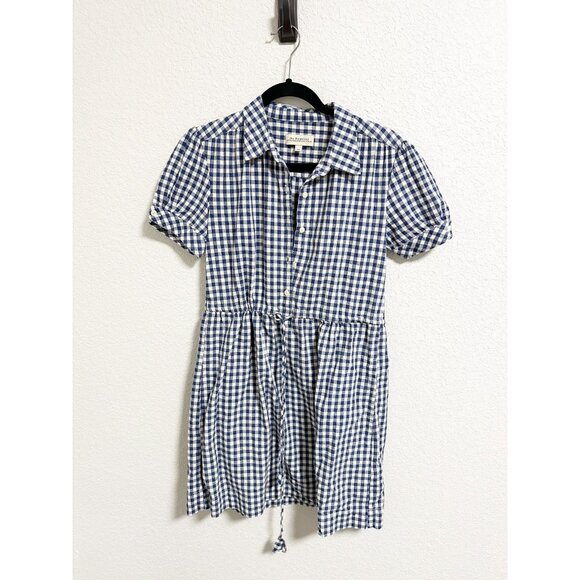 The Podolls Anthropologie Gingham Plaid Tie Waist Shirt Dress Short Sleeve Small - Picture 2 of 6
